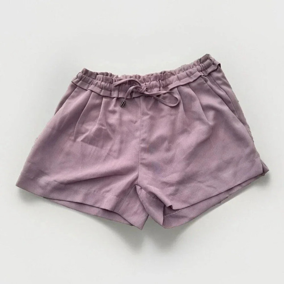 Lulus Jest Mauve Drawstring Dusty Rose Paper Bag Waist Shorts Small - Picture 2 of 6